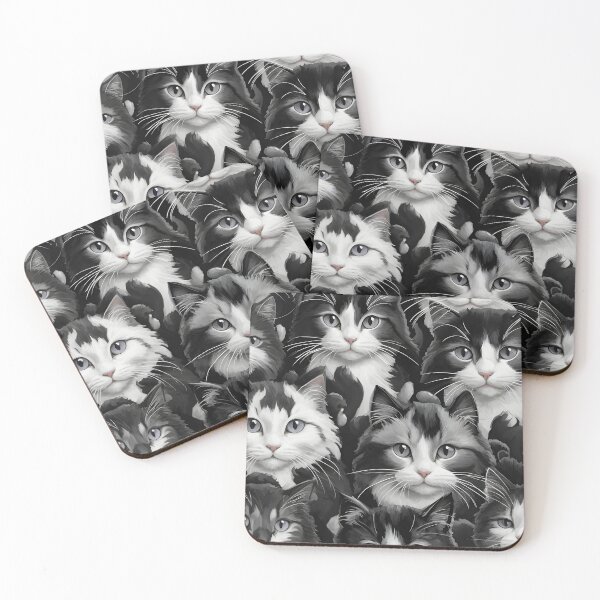 Item preview, Black and White Cat Pattern designed and sold by Sophisticas.