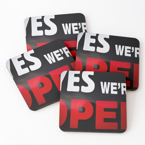 Item preview, White and red sign board saying, Yes we are open designed and sold by Piccaya.