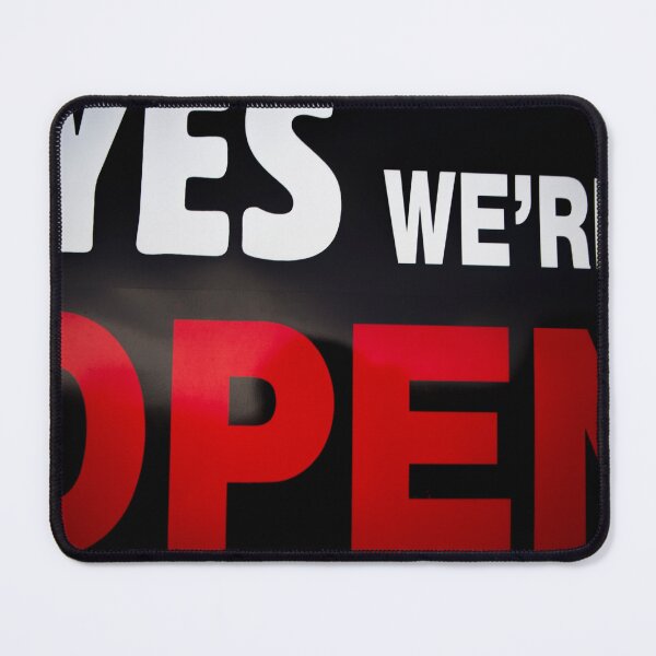 Item preview, White and red sign board saying, Yes we are open designed and sold by Piccaya.