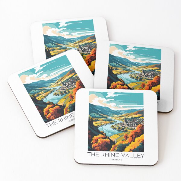 Item preview, A Pop Art Travel Print of The Rhine Valley (Rheinland) - Germany designed and sold by StudioRedKoala.