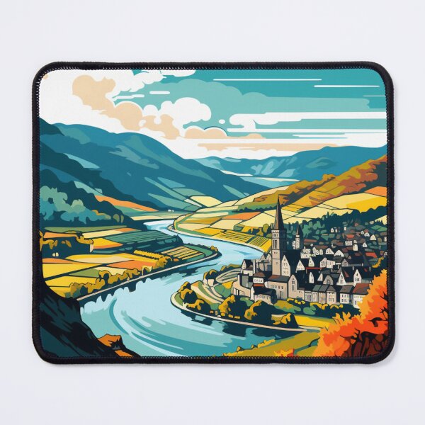 Item preview, A Pop Art Travel Print of The Rhine Valley (Rheinland) - Germany designed and sold by StudioRedKoala.