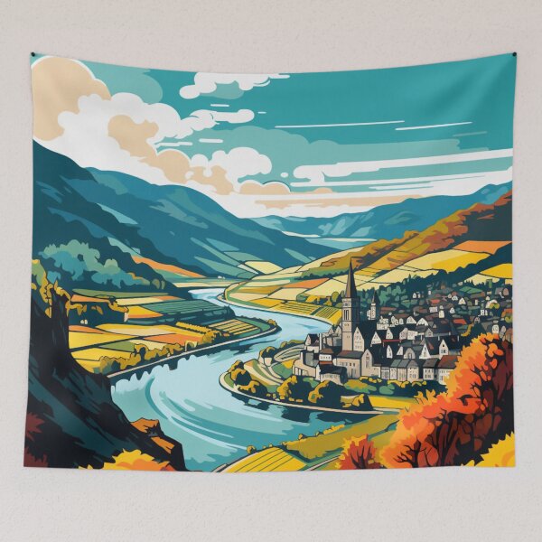 Item preview, A Pop Art Travel Print of The Rhine Valley (Rheinland) - Germany designed and sold by StudioRedKoala.