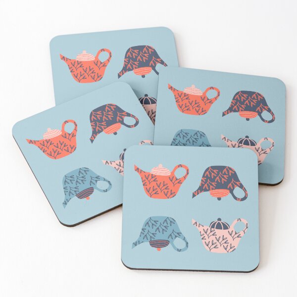 Item preview, Tea in the Garden - Illustrated Teapots in Blue designed and sold by page-of-wands.