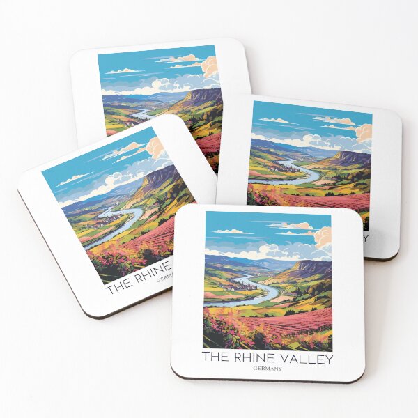 Item preview, A Pop Art Travel Print of The Rhine Valley (Rheinland) - Germany designed and sold by StudioRedKoala.