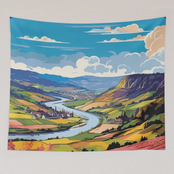 Item preview, A Pop Art Travel Print of The Rhine Valley (Rheinland) - Germany designed and sold by StudioRedKoala.