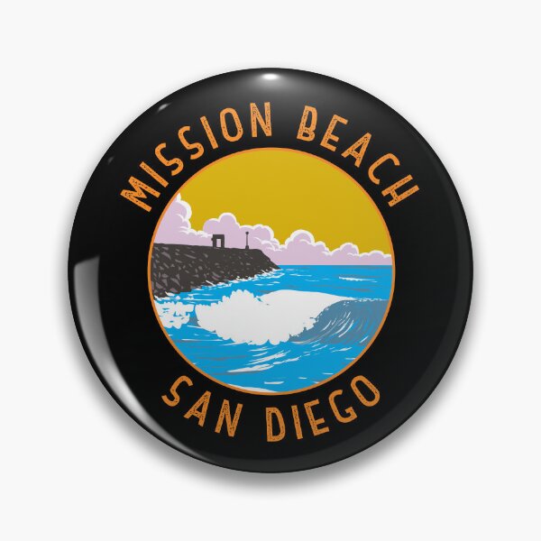 Item preview, Mission Beach California Retro Distressed Circle designed and sold by KrisSidDesigns.