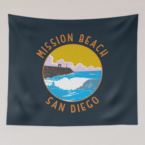 Item preview, Mission Beach California Retro Distressed Circle designed and sold by KrisSidDesigns.