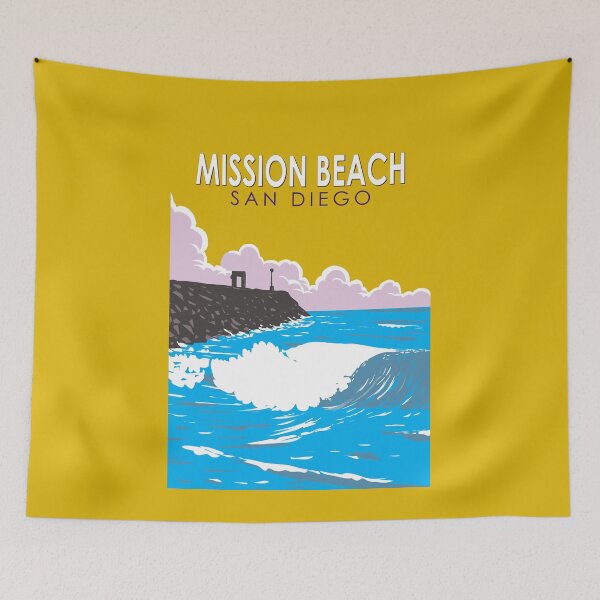 Item preview, Mission Beach California Travel Art Vintage designed and sold by KrisSidDesigns.