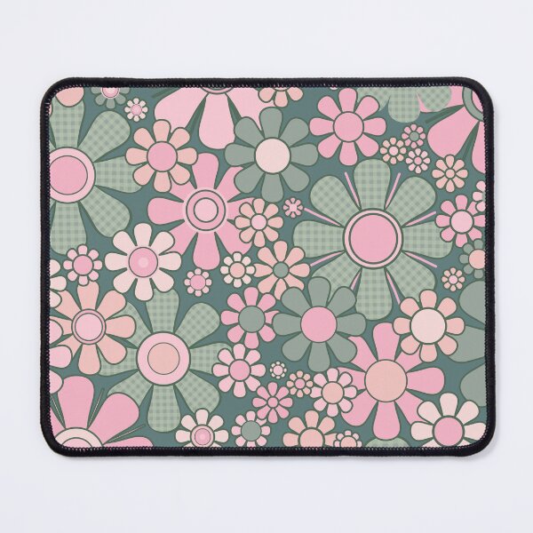 Item preview, Retro Garden Gingham Flowers Floral Pattern in Pink and Vintage Green designed and sold by kierkegaard.
