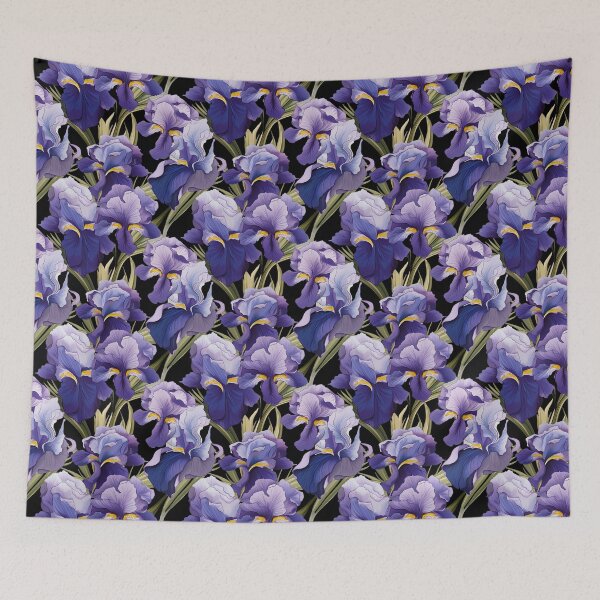 Item preview, Beautiful Colourful Irises Plants Flowers Pattern designed and sold by LudwikeArts.