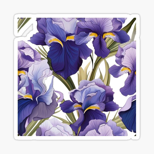 Item preview, Beautiful Colourful Irises Plants Flowers Pattern designed and sold by LudwikeArts.