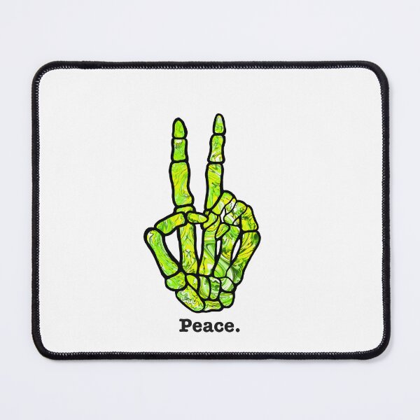 Item preview, Green Spooky Groovy Skeleton Peace Sign designed and sold by whimsythepooh.
