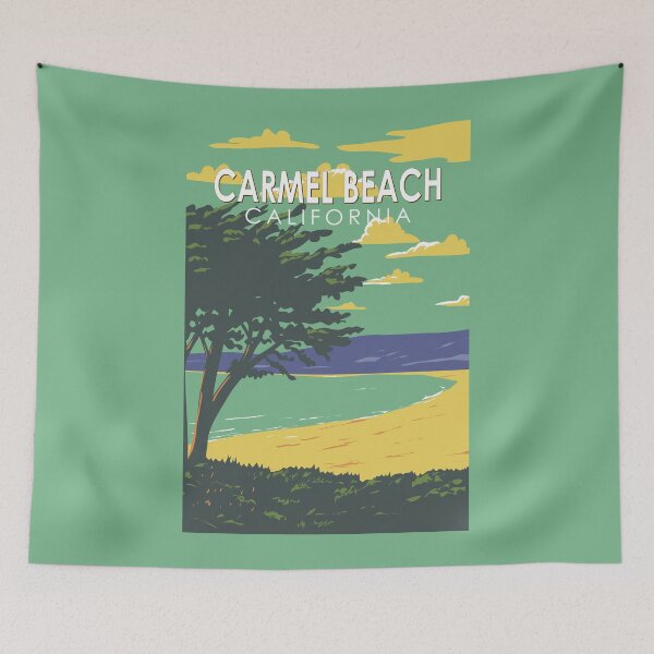 Item preview, Carmel Beach California Travel Art Vintage designed and sold by KrisSidDesigns.