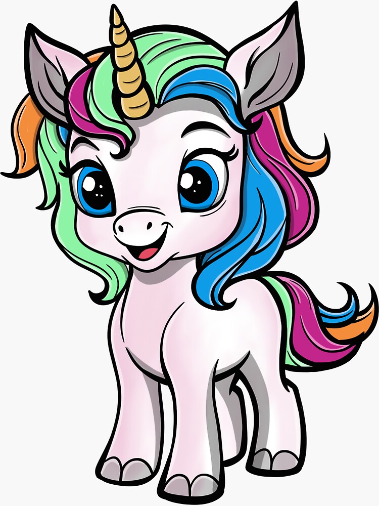 Thumbnail 3 of 3, Sticker, The happy animal "unicorn" designed and sold by PlusminusMedia.