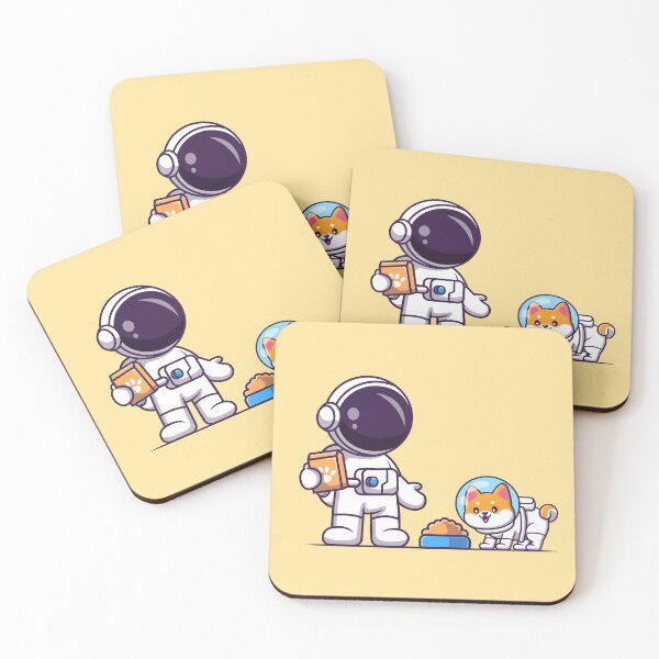 Item preview, Cosmic Caring: Cute Astronaut Giving Food to Pet Dog Cartoon Vector Icon Illustration designed and sold by hjian8219.