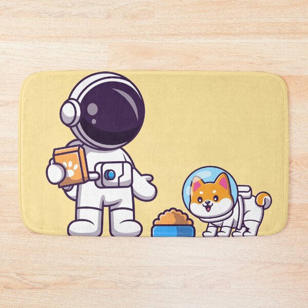 Item preview, Cosmic Caring: Cute Astronaut Giving Food to Pet Dog Cartoon Vector Icon Illustration designed and sold by hjian8219.