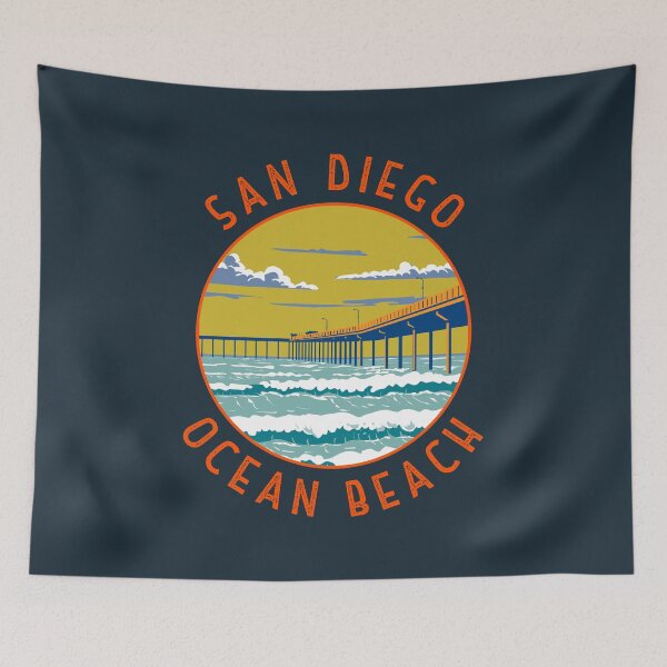 Item preview, Ocean Beach San Diego Retro Distressed Circle designed and sold by KrisSidDesigns.