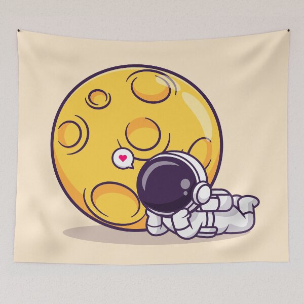 Item preview, Lunar Lullaby: Cute Astronaut Lying Down with Moon Cartoon Vector Icon Illustration designed and sold by hjian8219.
