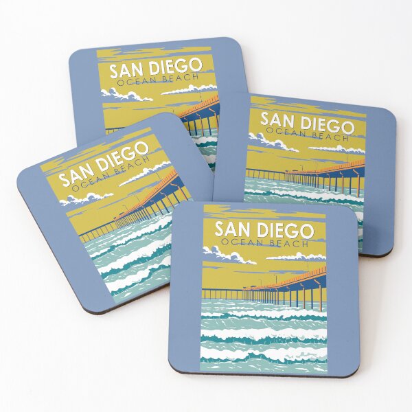 Item preview, Ocean Beach San Diego Travel Art Vintage designed and sold by KrisSidDesigns.