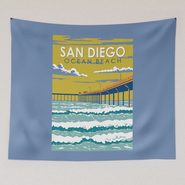 Item preview, Ocean Beach San Diego Travel Art Vintage designed and sold by KrisSidDesigns.