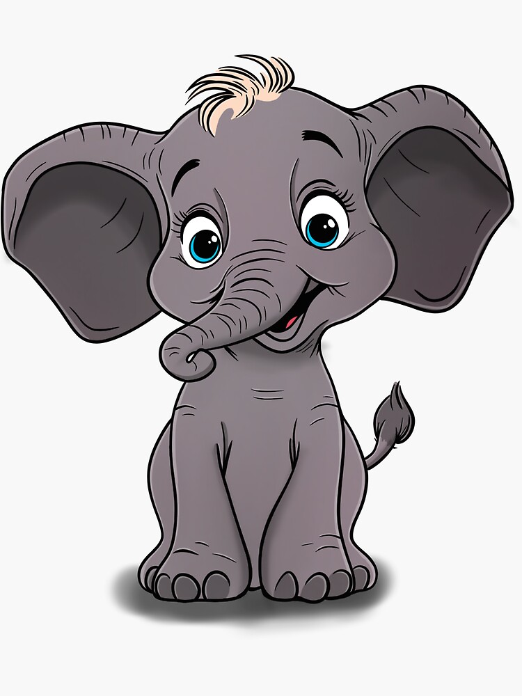 Thumbnail 3 of 3, Sticker, The happy animal "Elephant" designed and sold by PlusminusMedia.