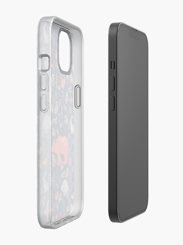 Alternate view of Fairy-tale forest. Fox, bear, raccoon, owls, rabbits, flowers and herbs on a blue background. iPhone Case