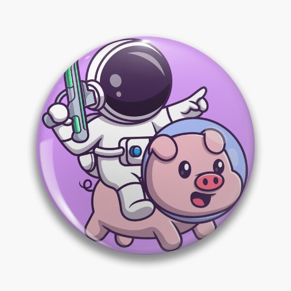 Item preview, "Interstellar Adventure: Cute Astronaut Riding Pig with Space Gun Cartoon Vector Icon Illustration designed and sold by hjian8219.