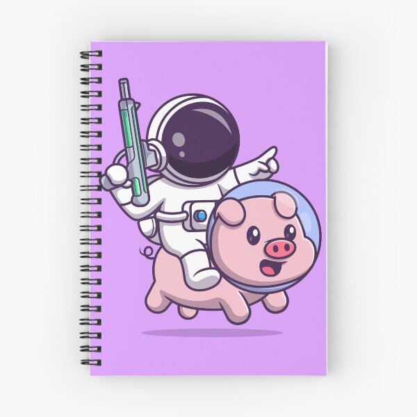 Item preview, "Interstellar Adventure: Cute Astronaut Riding Pig with Space Gun Cartoon Vector Icon Illustration designed and sold by hjian8219.