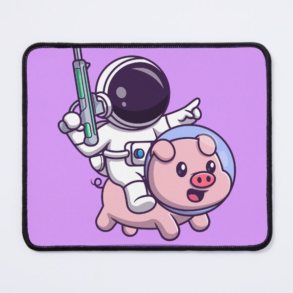 Item preview, "Interstellar Adventure: Cute Astronaut Riding Pig with Space Gun Cartoon Vector Icon Illustration designed and sold by hjian8219.