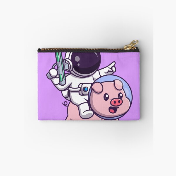 Item preview, "Interstellar Adventure: Cute Astronaut Riding Pig with Space Gun Cartoon Vector Icon Illustration designed and sold by hjian8219.