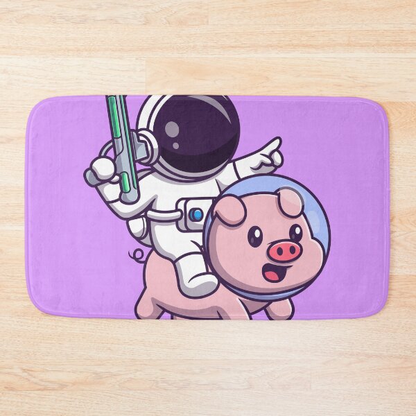 Item preview, "Interstellar Adventure: Cute Astronaut Riding Pig with Space Gun Cartoon Vector Icon Illustration designed and sold by hjian8219.