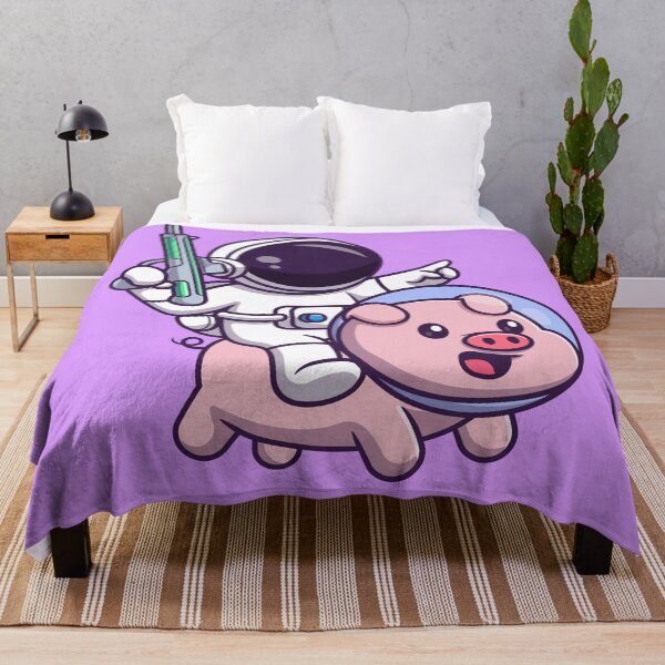 Item preview, "Interstellar Adventure: Cute Astronaut Riding Pig with Space Gun Cartoon Vector Icon Illustration designed and sold by hjian8219.