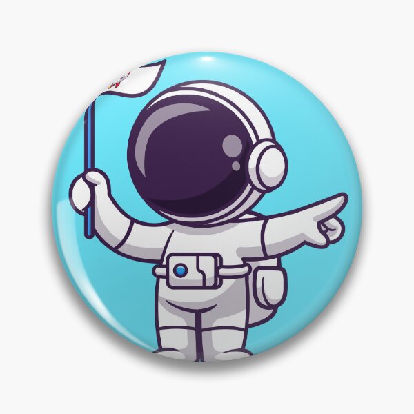 Item preview, Cosmic Guidance: Cute Astronaut Pointing with Rocket Flag Cartoon Vector designed and sold by hjian8219.