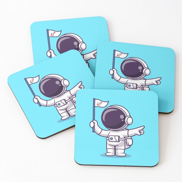 Item preview, Cosmic Guidance: Cute Astronaut Pointing with Rocket Flag Cartoon Vector designed and sold by hjian8219.