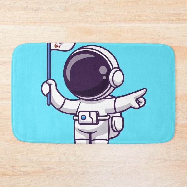 Item preview, Cosmic Guidance: Cute Astronaut Pointing with Rocket Flag Cartoon Vector designed and sold by hjian8219.