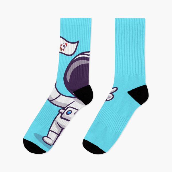 Item preview, Cosmic Guidance: Cute Astronaut Pointing with Rocket Flag Cartoon Vector designed and sold by hjian8219.