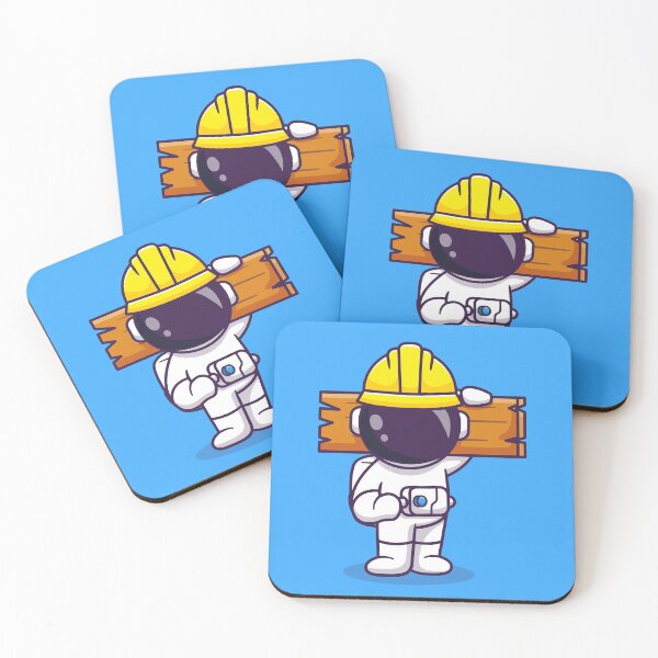 Item preview, Cosmic Craftsman: Cute Astronaut Handyman Holding Wood Cartoon Vector Icon Illustration designed and sold by hjian8219.