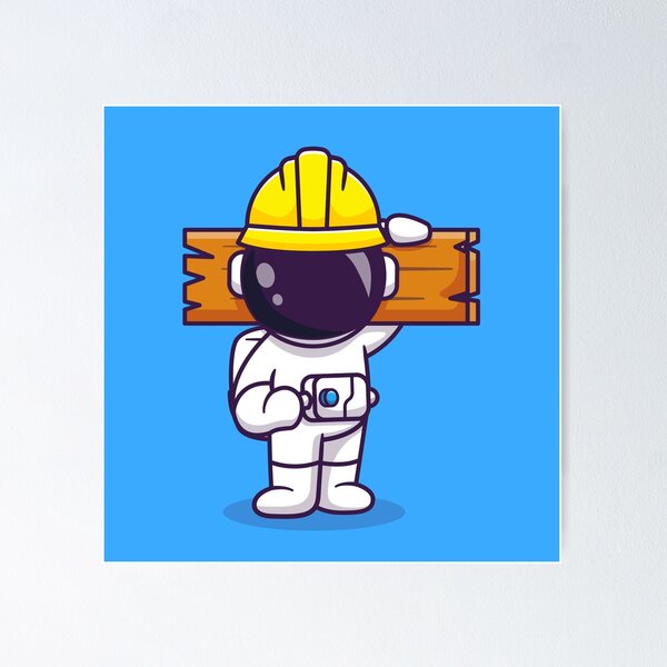 Item preview, Cosmic Craftsman: Cute Astronaut Handyman Holding Wood Cartoon Vector Icon Illustration designed and sold by hjian8219.