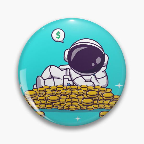 Item preview, Cosmic Prosperity: Cute Astronaut Resting on Gold Coin Cartoon Vector Icon Illustration designed and sold by hjian8219.