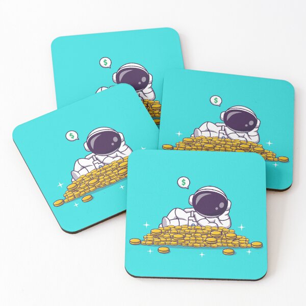 Item preview, Cosmic Prosperity: Cute Astronaut Resting on Gold Coin Cartoon Vector Icon Illustration designed and sold by hjian8219.