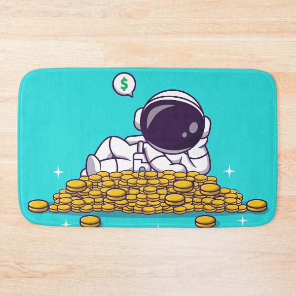 Item preview, Cosmic Prosperity: Cute Astronaut Resting on Gold Coin Cartoon Vector Icon Illustration designed and sold by hjian8219.