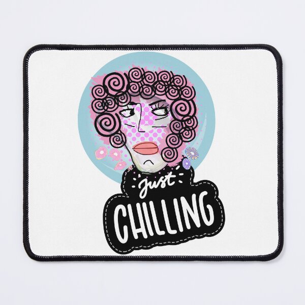 Item preview, Just chilling sticker of a person with curly pink hair, big eyes and big lips designed and sold by DLGstudio.