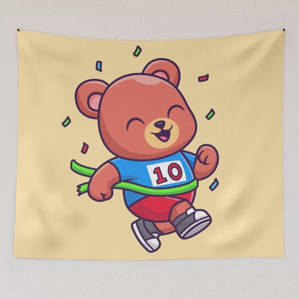 Item preview, Bearing the Marathon: Cute Bear Running Cartoon Vector Icon Illustration designed and sold by hjian8219.