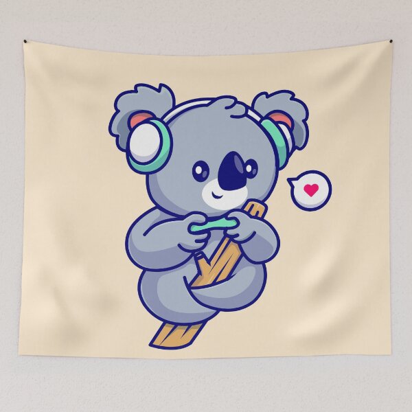 Item preview, Koala Gamer: Cute Koala Playing Game in Tree Cartoon Vector Icon Illustration" designed and sold by hjian8219.