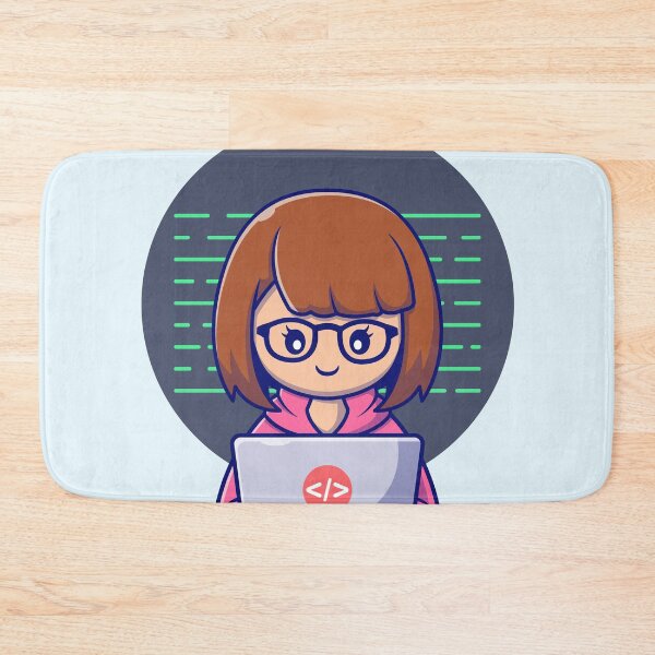 Item preview, Cyber Savvy: Cute Girl Hacker Operating Laptop Cartoon Vector Icon Illustration designed and sold by hjian8219.
