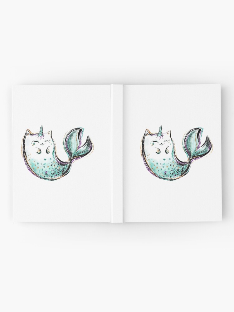 Cute Purrmaid Cat Mermaid  Hardcover Journal for Sale by Goosi