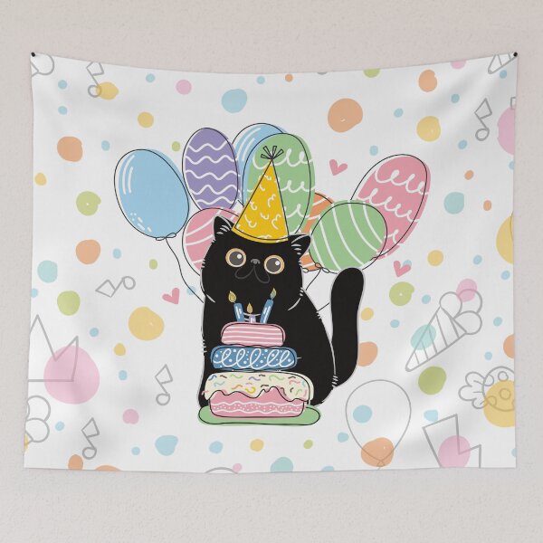 Item preview, Black Exotic Shorthair Persian Cat Birthday Party designed and sold by lulululupaint.