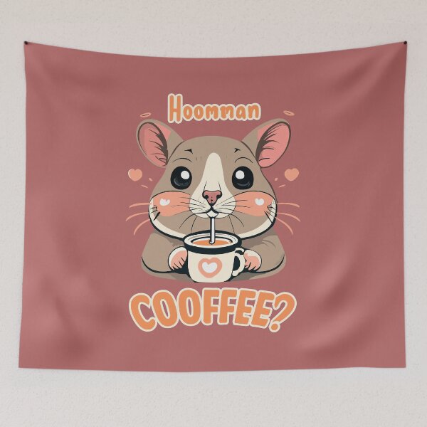 Item preview, Hoomman Cooffee? Cute hamster drinking coffee designed and sold by CooffeeeOrTeaaa.