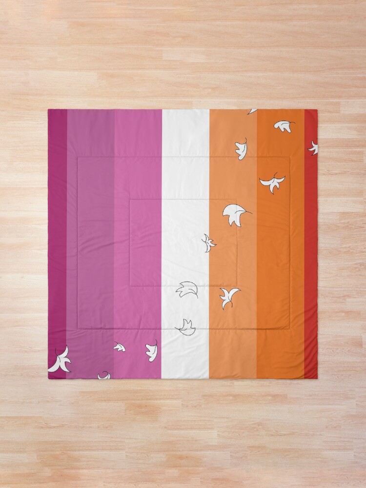 Thumbnail 1 of 6, Comforter, Heartstopper leaves lesbian pride flag designed and sold by itsgoodjunk.