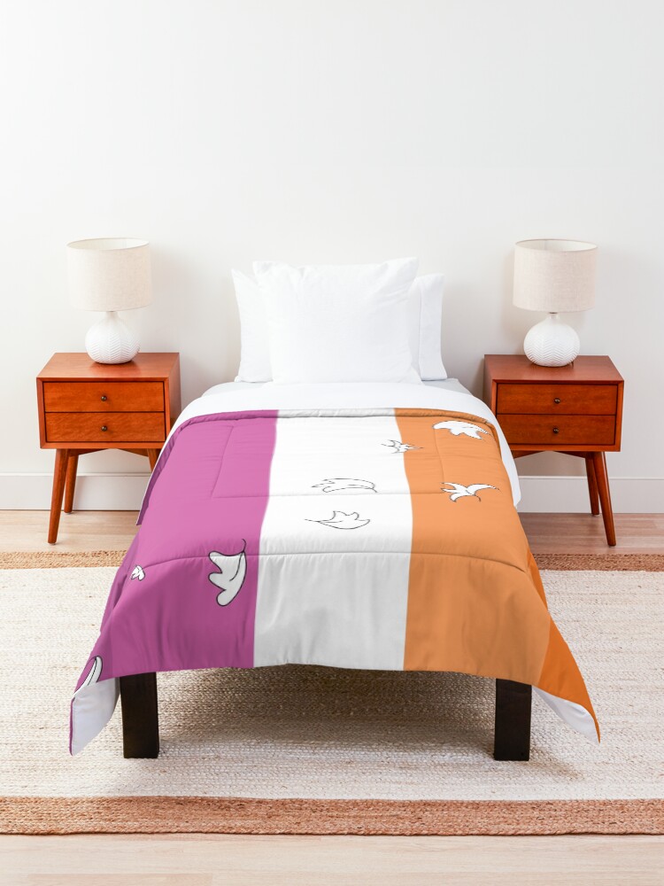 Thumbnail 3 of 6, Comforter, Heartstopper leaves lesbian pride flag designed and sold by itsgoodjunk.